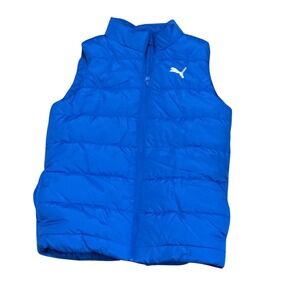 Puma Boys Royal Blue Puffer Vest Full Zip Quilted Sleeveless Jacket M 10/12